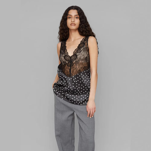 Damen Spitzen-Cami mit Polka-Dots und eleganten Details Echo Archiv