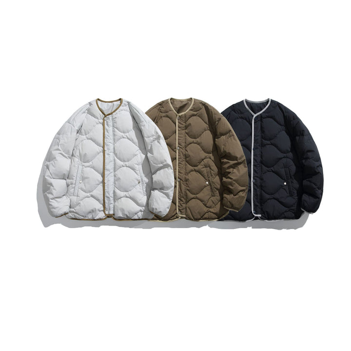 Unisex Boxy gesteppte Liner‑Jacke im Oversize‑Stil mit Rundhalsausschnitt Echoarchiv