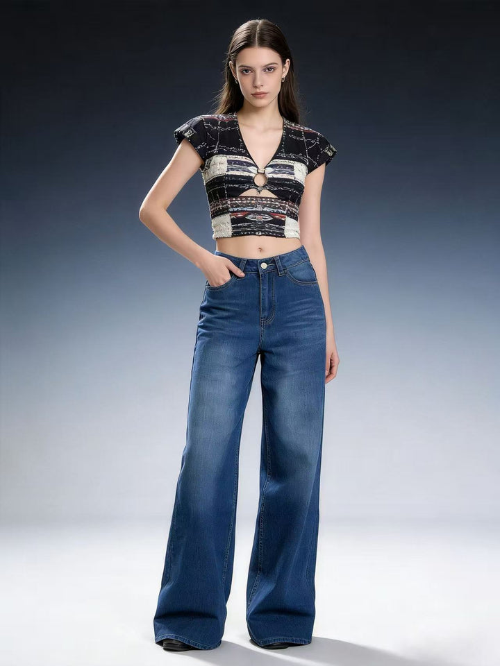 Damen Weit geschnittene High-Waist Jeans mit raffinierter Taillierung Echo Archiv