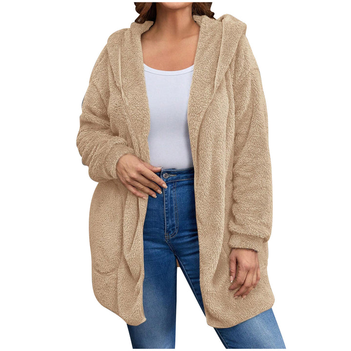 Damen nan kuschelige Teddy-Fleece Kapuzenjacke mit großen Eingrifftaschen und entspannter Silhouette Echo Archiv