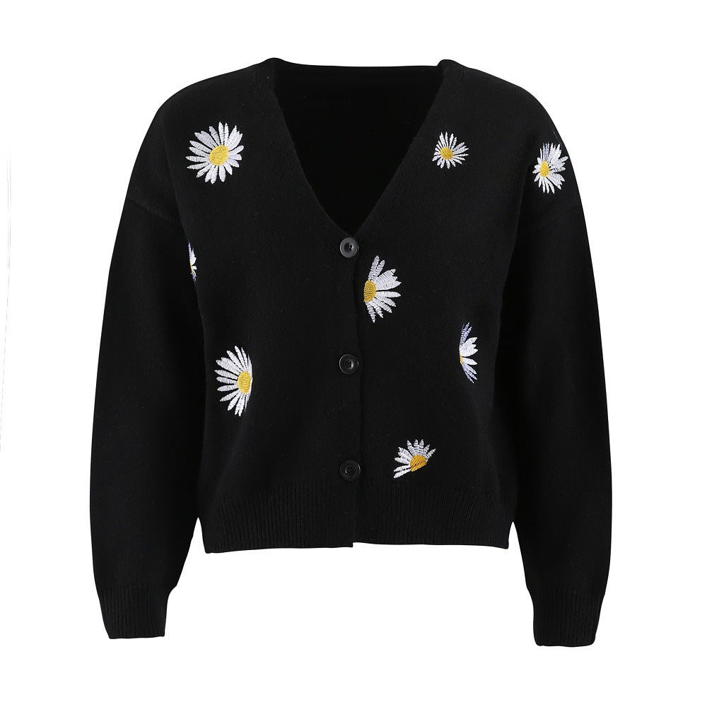 Damen Strickcardigan mit Gänseblümchen-Stickerei Echo Archiv