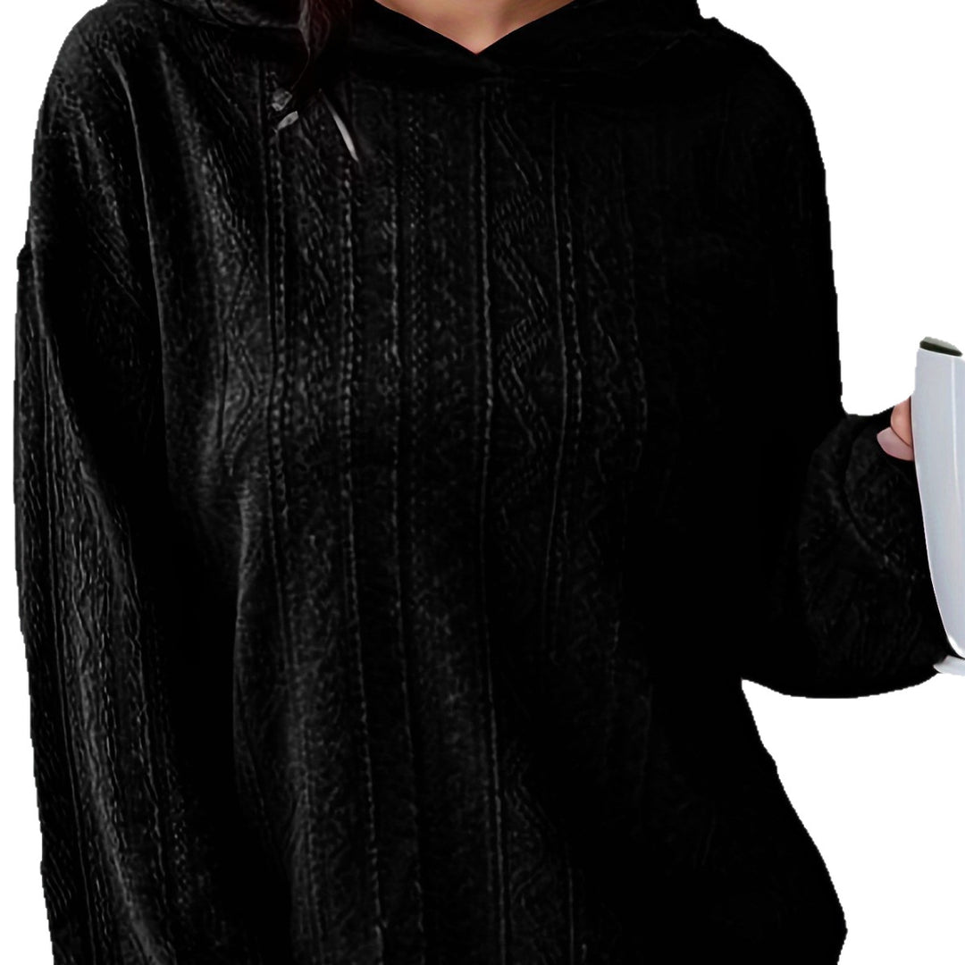 Damen Oversize Kapuzenpullover mit strukturierter Wellenoptik und Kängurutasche Echoarchiv