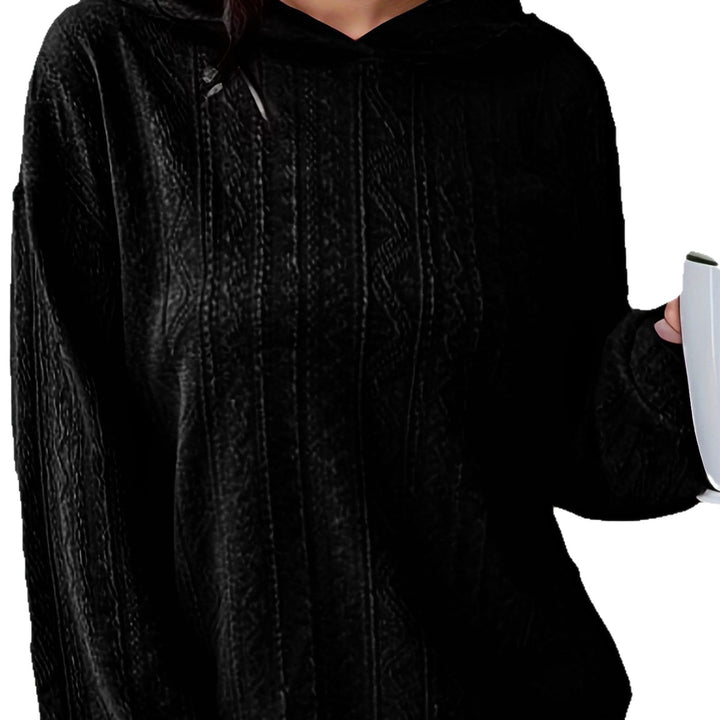 Damen Oversize Kapuzenpullover mit strukturierter Wellenoptik und Kängurutasche Echoarchiv