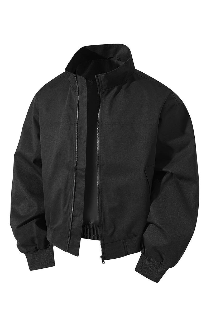 Herren kurz geschnittener Blouson mit Stehkragen und geripptem Saum – Taviero