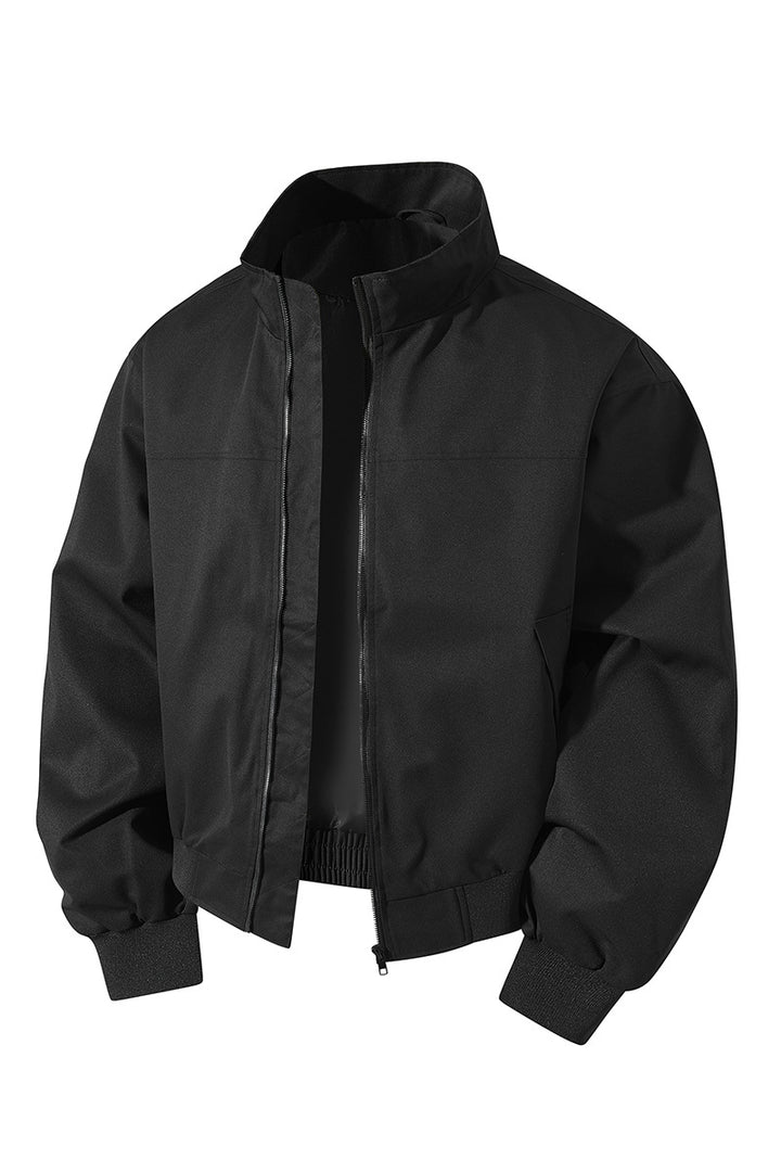 Herren kurz geschnittener Blouson mit Stehkragen und geripptem Saum – Taviero