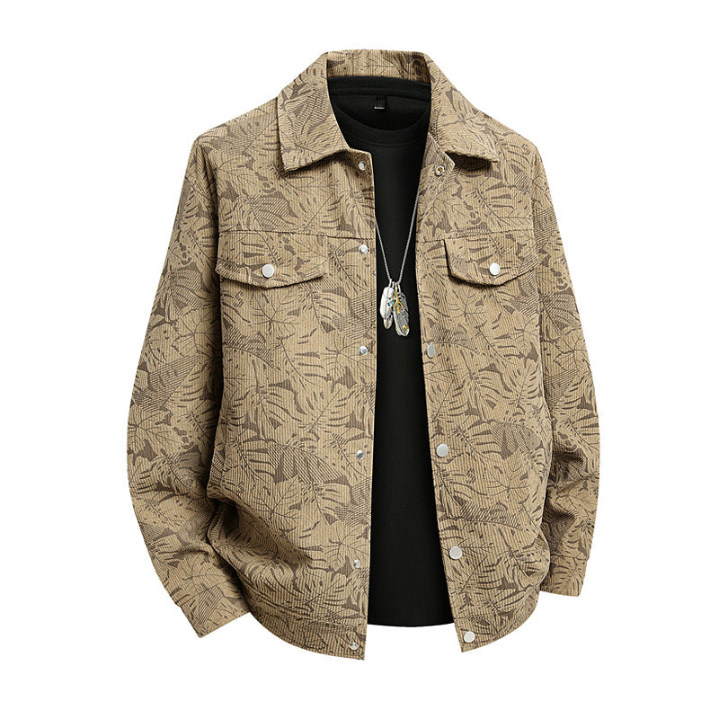 Herren lässige Utility-Jacke mit Allover-Print Echoarchiv
