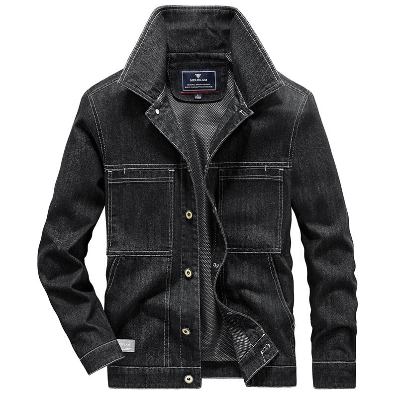Herren Jeansjacke im Utility-Look mit aufgesetzten Taschen und Mesh-Futter Echoarchiv