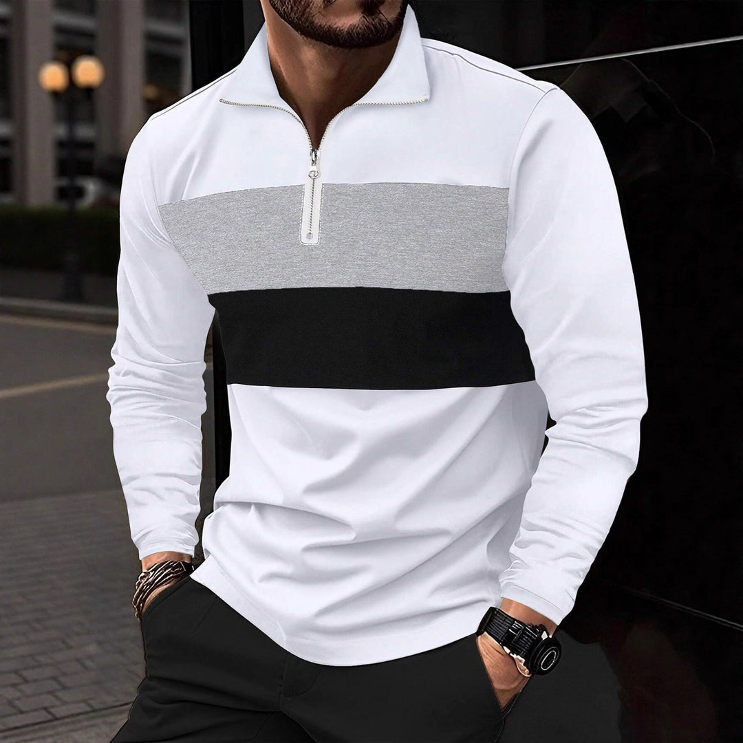 Herren Zip-Pullover mit modischem Farbschnitt und komfortablem Style Echoarchiv