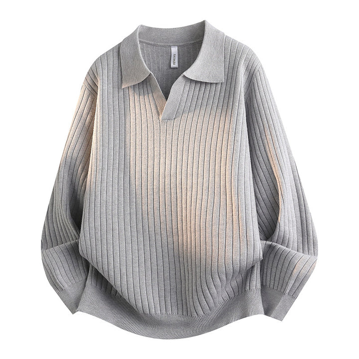 Damen Eleganter Grobstrickpullover mit Kragen – Mavelle