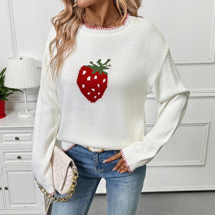 Damen Verspielter Pullover mit Erdbeer-Motiv Echo Archiv