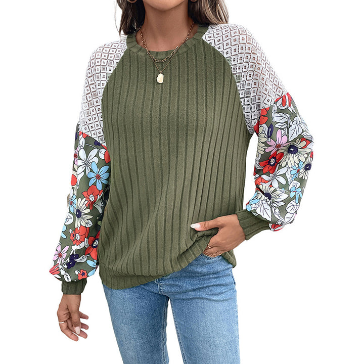 Damen Modischer Pullover mit floralen Ärmeln Echo Archiv