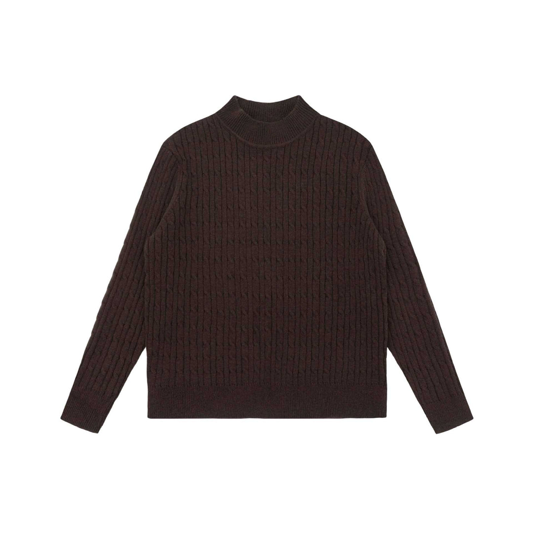 Unisex Grobstrick-Stehkragenpullover mit Zopfmuster Echoarchiv