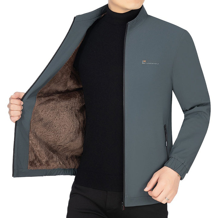 Herren Stehkragen-Jacke mit wärmendem Teddyfutter und Reißverschluss – Taviero