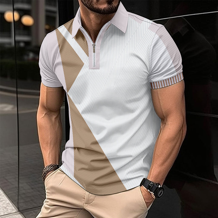 Herren modisches Polohemd mit modernem Reißverschluss und geometrischem Design Echoarchiv