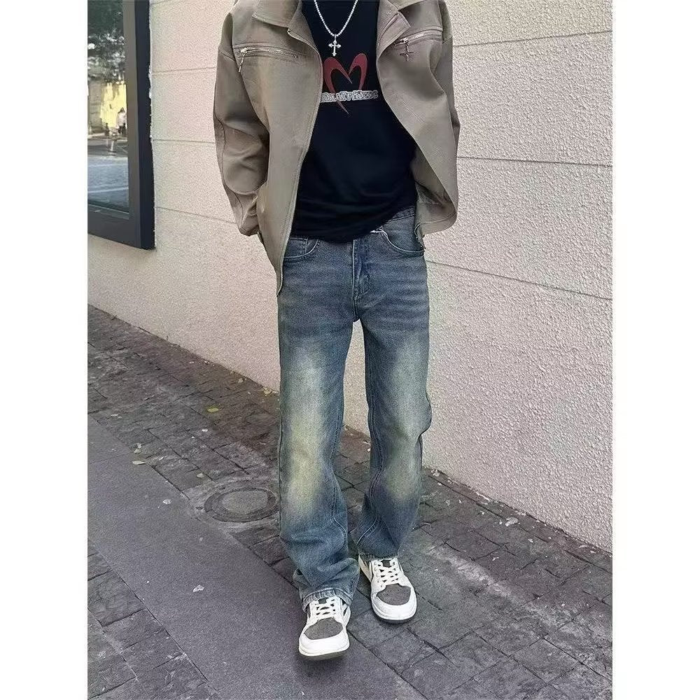 Herren High-Waist Jeans im Used-Look mit lässiger Passform Echoarchiv