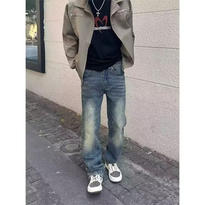 Herren High-Waist Jeans im Used-Look mit lässiger Passform Echoarchiv