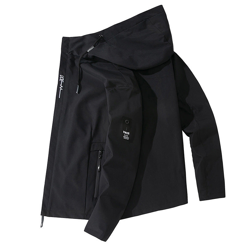 Herren Leichte wasserabweisende Tech-Hoodiejacke mit Kapuze, Reißverschlusstaschen und verstellbarem Saum Echo Archiv