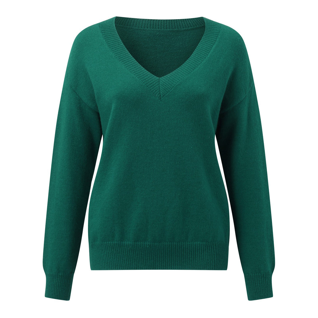 Damen V-Ausschnitt Strickpullover in feiner Wollqualität Echoarchiv