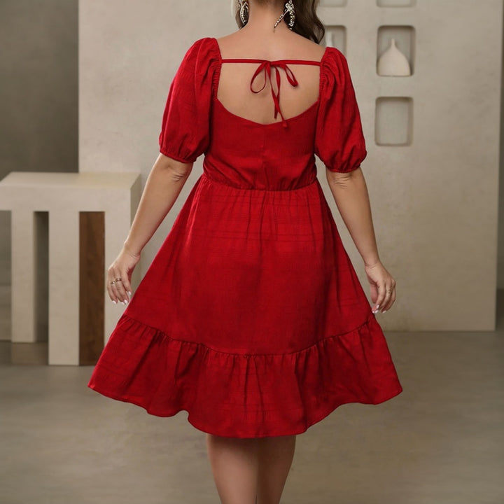 Damen lässiges Midikleid mit Rüschen und Puffärmeln Echo Archiv