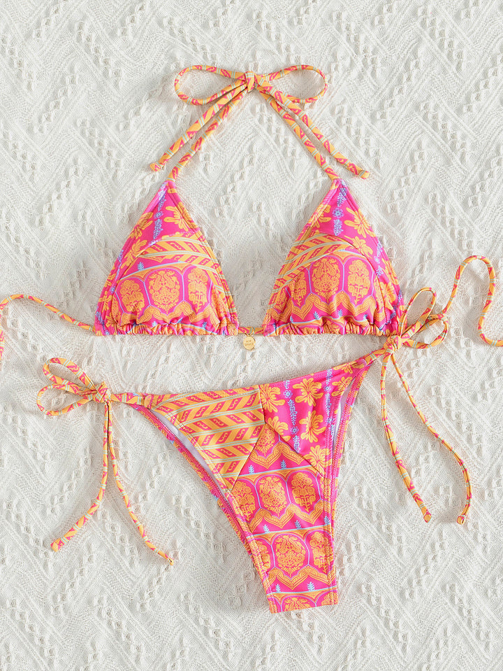 Damen Triangel-Bikini mit verspieltem Palmenmuster Echo Archiv