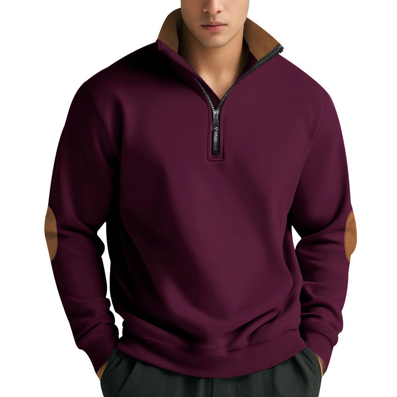 Herren Stehkragen Pullover mit Reißverschluss und Kontrastdetails Echoarchiv