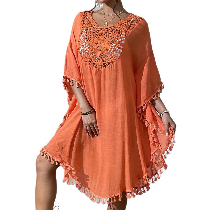 Damen Strandtunika mit elegantem Häkelmuster und fransigen Details Echo Archiv