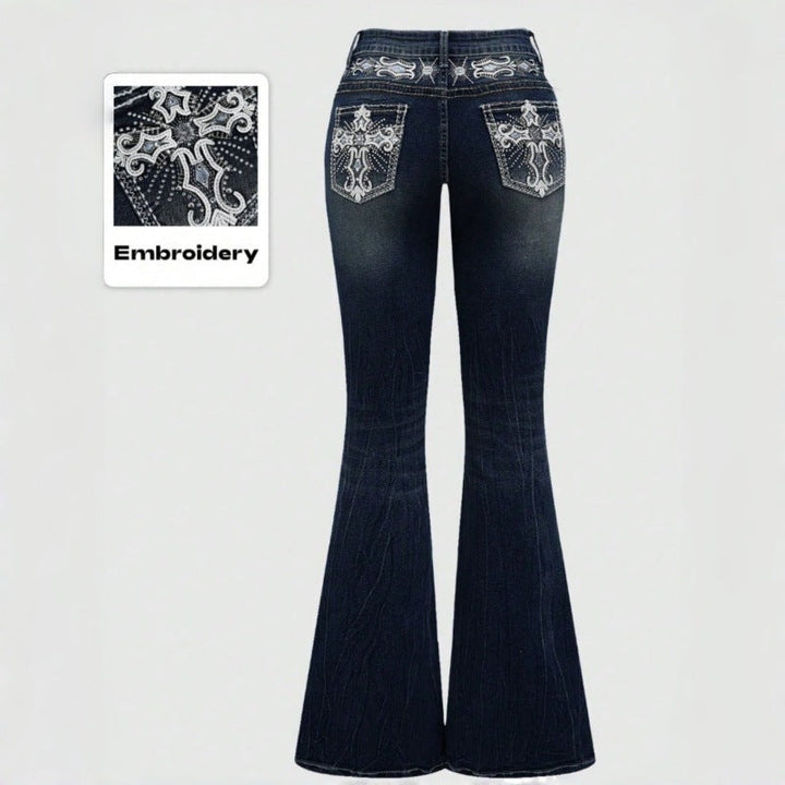 Damen Bootcut JEchoarchivns mit aufwendigen Stickereien und hohem Bund Echoarchiv