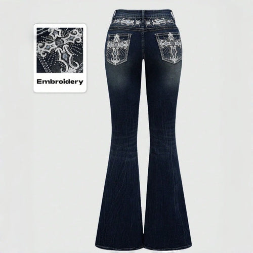 Damen Bootcut JEchoarchivns mit aufwendigen Stickereien und hohem Bund Echoarchiv
