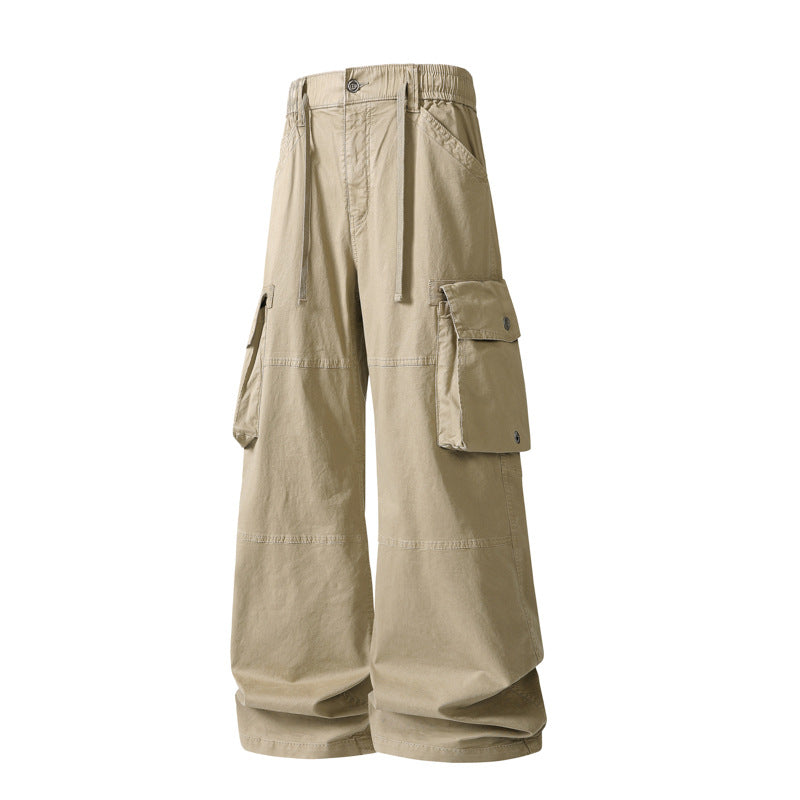 Damen weite Utility-Cargo-Hose mit hoher Taillierung, elastischem Bund und großen Klappentaschen Echo Archiv