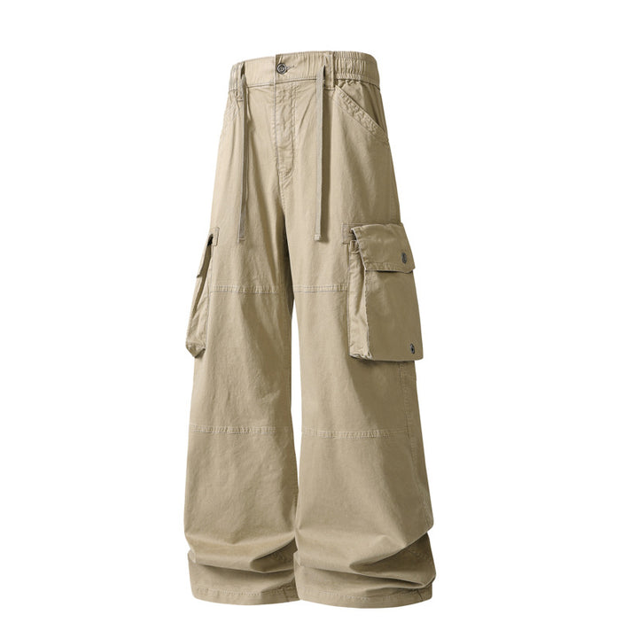 Damen weite Utility-Cargo-Hose mit hoher Taillierung, elastischem Bund und großen Klappentaschen Echo Archiv