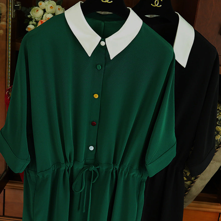 Damen Modisches Hemdkleid mit Taillenzug Echoarchiv