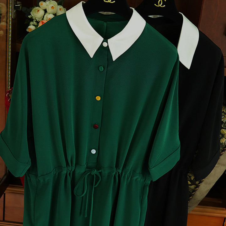 Damen Modisches Hemdkleid mit Taillenzug Echoarchiv