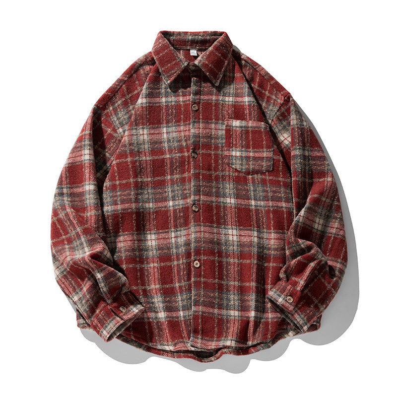 Unisex Overshirt im Wollfleece-Karomuster mit kastigem Schnitt und aufgesetzter Brusttasche Echo Archiv