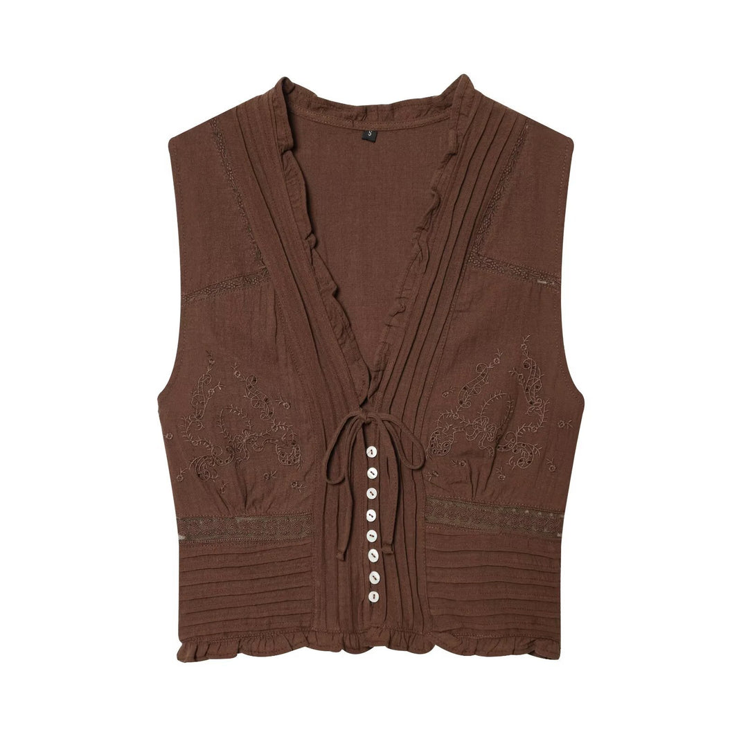 Damen Blusenshirt mit feiner Drapierung und dekorativen Knopfdetails Echo Archiv