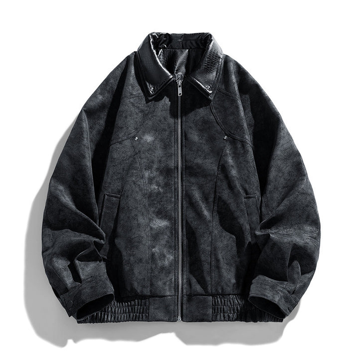 Herren Modische Kunstlederjacke mit Stehkragen Echo Archiv
