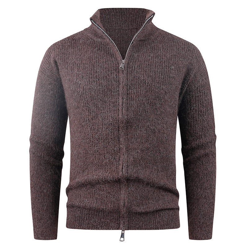 Herren Strickpullover mit modernem Reißverschluss und strukturierter Textur Echoarchiv