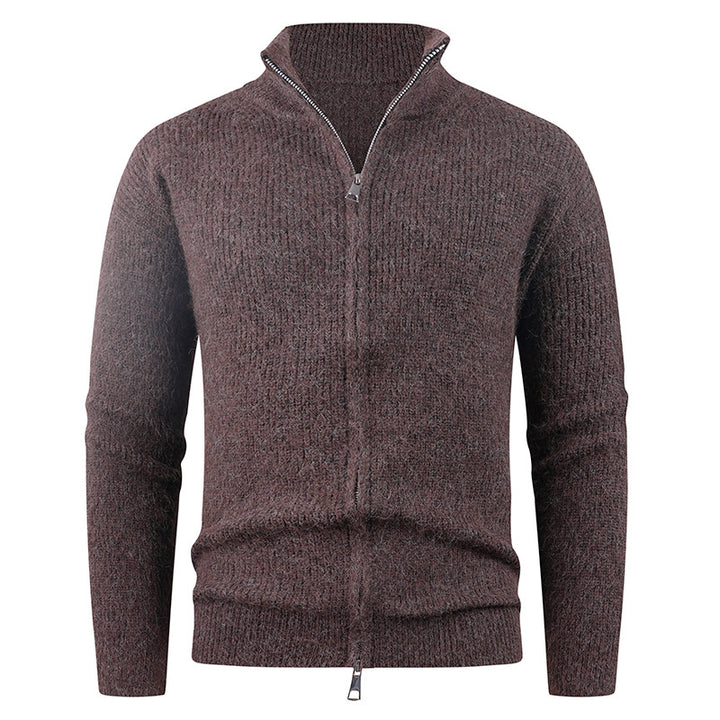 Herren Strickpullover mit modernem Reißverschluss und strukturierter Textur Echoarchiv