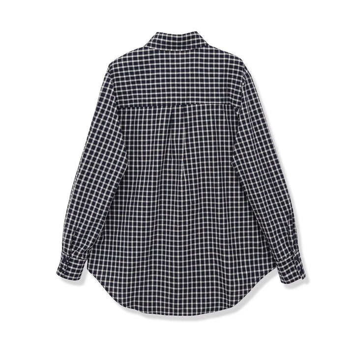 Damen Oversize Karo-Hemdbluse mit Cape-Schulter und Bindeschleife Echo Archiv