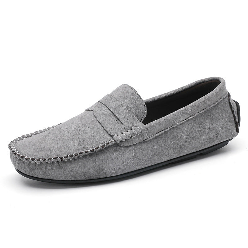 Herren elegante Veloursleder-Mokassin Fahrerhalbschuhe mit handgenähter Vordernaht und flexibler Gummiprofilsohle Echo Archiv