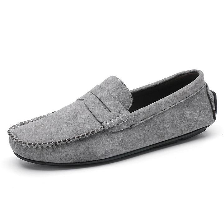 Herren elegante Veloursleder-Mokassin Fahrerhalbschuhe mit handgenähter Vordernaht und flexibler Gummiprofilsohle Echo Archiv