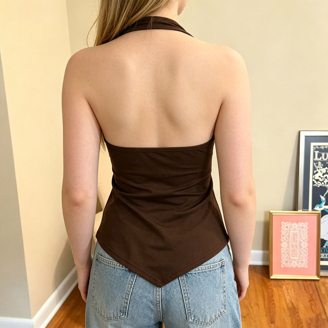 Damen eleganter Halter-Badeanzug mit luxuriösen Stickereien Echo Archiv