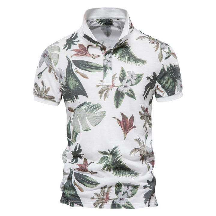 Herren Polohemd mit floralem Design und klassischem Kragen Echoarchiv