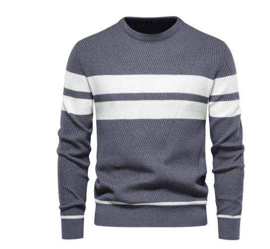 Herren Strickpullover mit modernem Strukturdesign und klassischen Streifen Echoarchiv