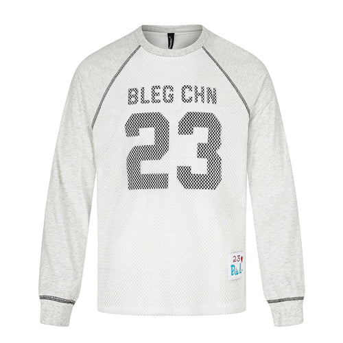 Herren Sportives Mesh-Layer Rundhals‑Sweatshirt mit Raglanärmeln und Front‑Print Echoarchiv