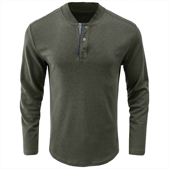 Herren Langarmshirt mit Knopfleiste im strukturierten Design Echoarchiv
