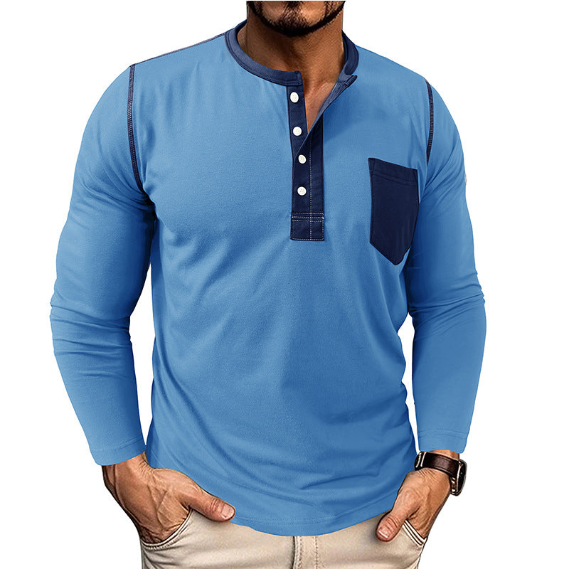 Herren Langarmshirt mit modernem Henley-Kragen Echoarchiv