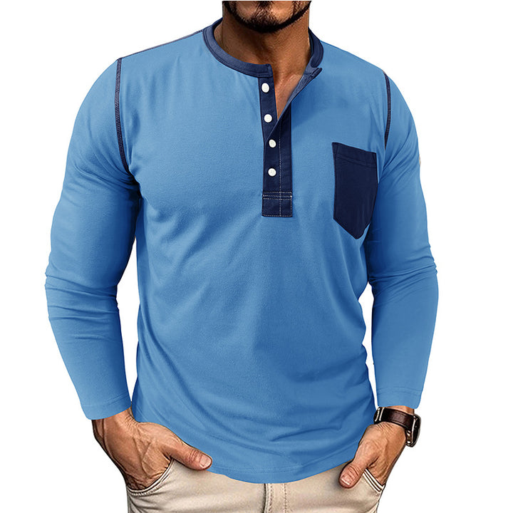 Herren Langarmshirt mit modernem Henley-Kragen Echoarchiv