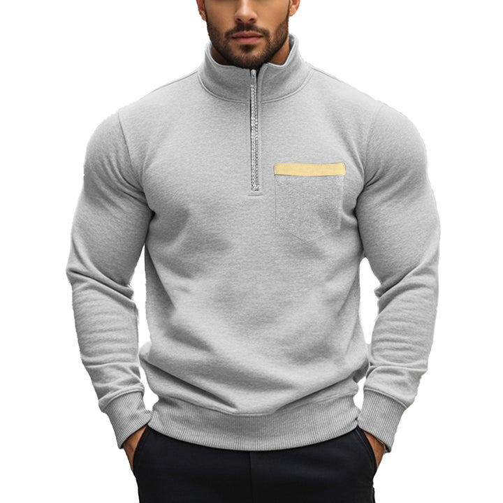 Herren nan angerauter Sweat-Halbzip mit kontrastiertem Innenkragen und elastischem Saum Echo Archiv