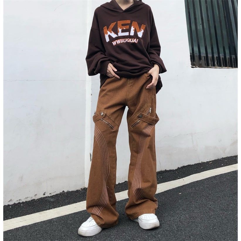 Herren modische Cargo-Hosen mit stylischen Zipper-Details und kontrastierenden Nähten Echoarchiv