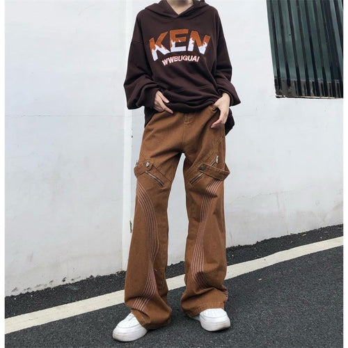 Herren modische Cargo-Hosen mit stylischen Zipper-Details und kontrastierenden Nähten Echoarchiv